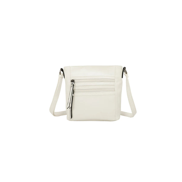 Ladies Small  PU Crossbody Bag with Double Zipped Lines D381