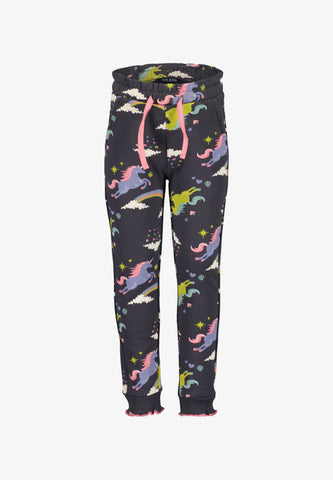 Blue Seven Girls' Elasticated Cuff Jog Pants Unicorn Rainbow 775166-9850 Dark Grey