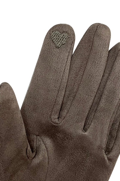 Suede Effect Touchscreen Gloves With Contrast Bow GF-3865