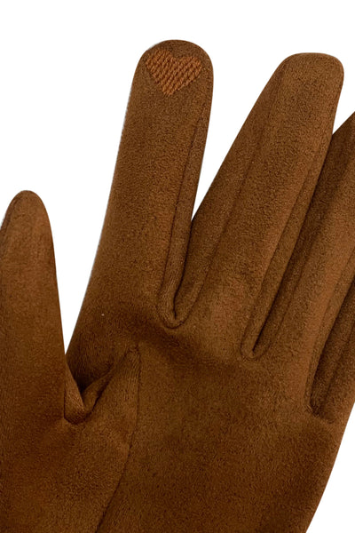 Suede Effect Touchscreen Gloves With Contrast Bow GF-3865