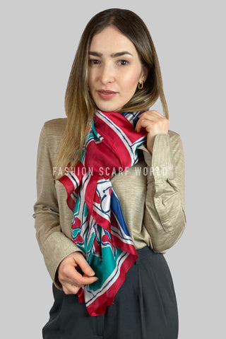 Abstract Horse Print Silk Scarf SC-3919-B