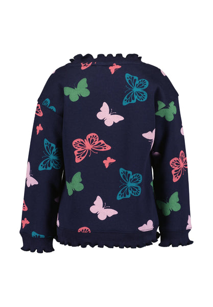 Blue Seven Girls' Sweatshirt  Butterfly Print 764716-5900 Night Blue