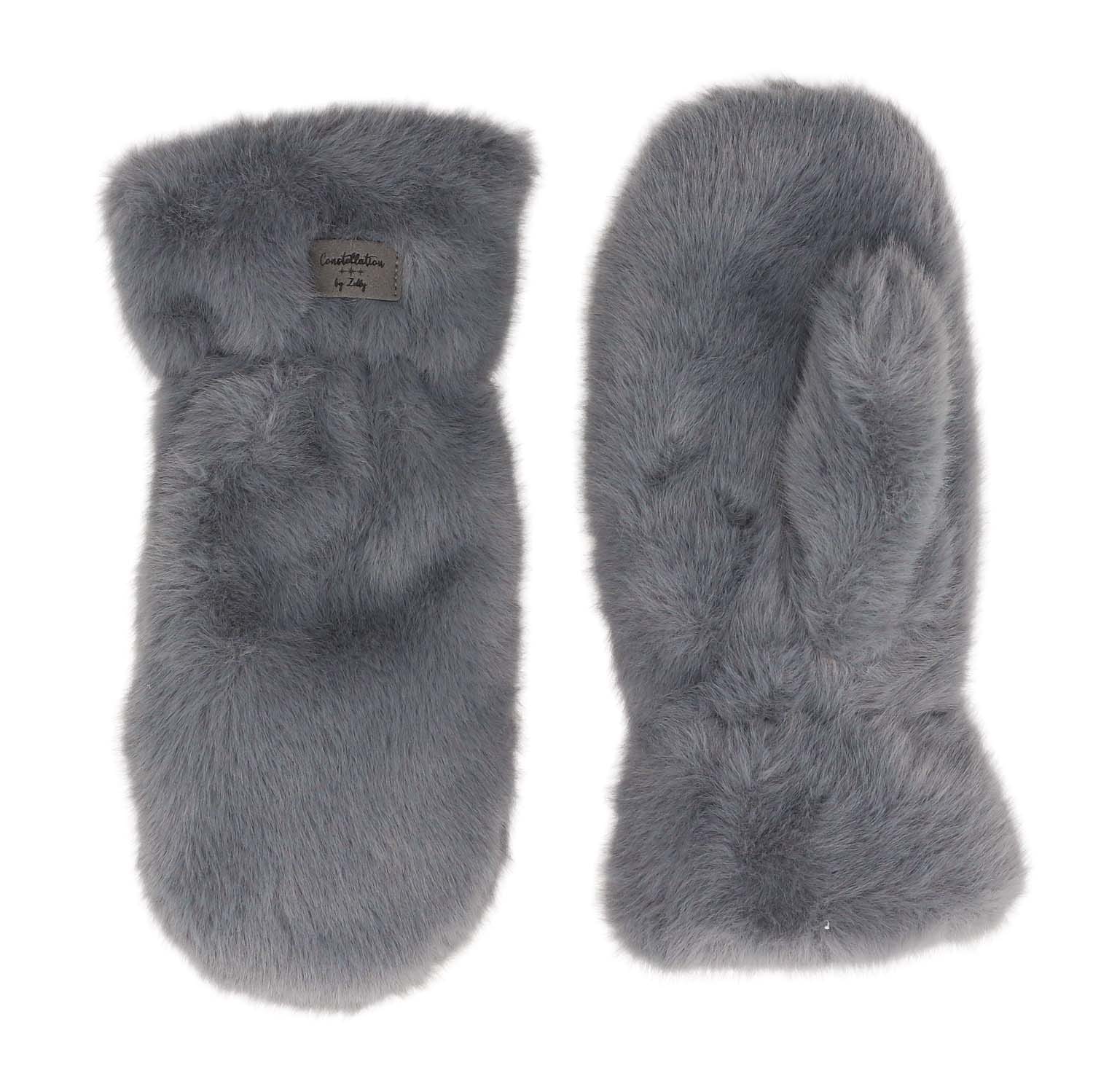 Zelly Ladies Constellation Faux Fur Mitts Grey