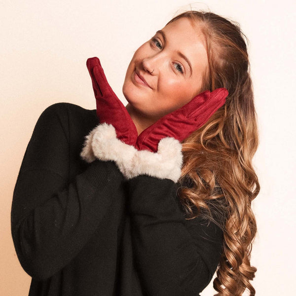 Zelly Ladies Gloves Faux Fur Cuff  3 colours