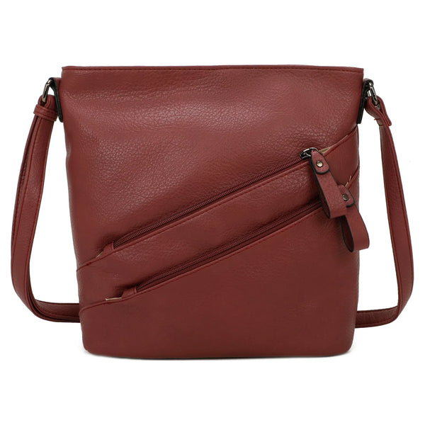 Ladies  PU Leather Zipped Crossbody Bag D379