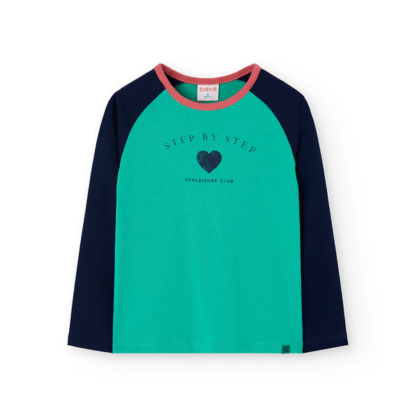 Boboli Girl's T-shirt Print 412030 Green-Navy