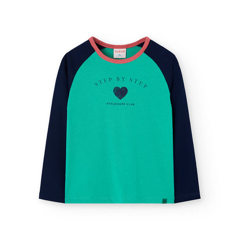 Boboli Girl's T-shirt Print 412030 Green-Navy