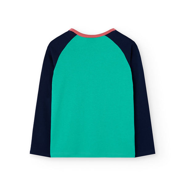 Boboli Girl's T-shirt Print 412030 Green-Navy