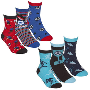 Boys 3 Pack Cotton Rich Design Ankle Socks 42B743