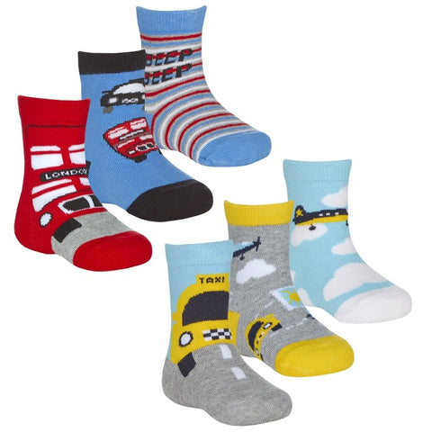 Baby Boys 3 Pack Cotton Rich Design Ankle Socks 44B952