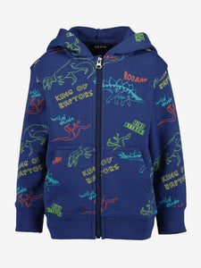 Blue Seven Boys' Outline Dino Print Hoodie 817653 Dark Navy