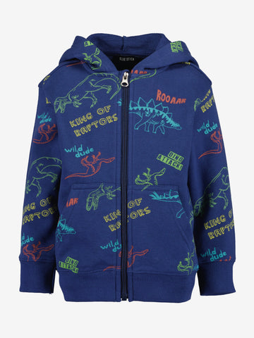 Blue Seven Boys' Outline Dino Print Hoodie 817653 Dark Navy