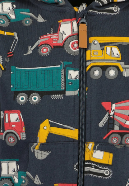 Blue Seven Boys' Full Zip Hoodie 864759-5780 Construction Vehicles Print