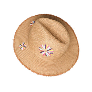 Zelly Ladies Eco Friendly Summer Fedora Handfinished Daisies Multi 5004821