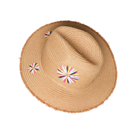Zelly Ladies Eco Friendly Summer Fedora Handfinished Daisies Multi 5004821