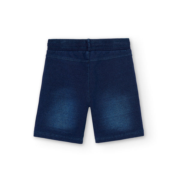 Boboli Boy's Fleece Bermuda Shorts 590352 Blue Denim