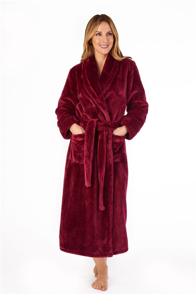 Slenderella Ladies Luxury Flannel Fleece 48" Shawl Collar Wrap HC4342 Raspberry