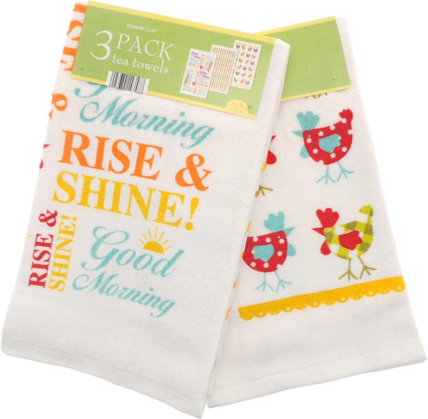 Country Club 3 Pack Tea Towels Various