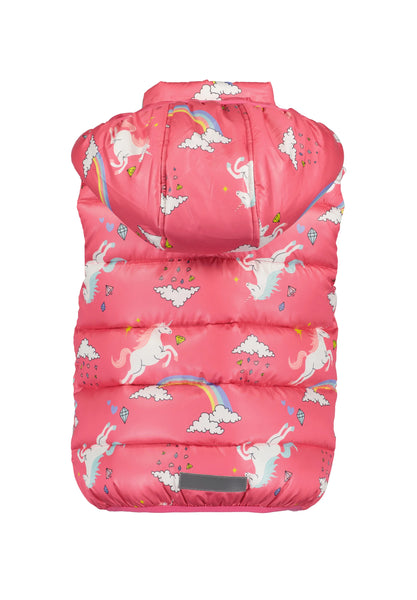 Blue Seven Girls' Gilet with removable hood Rainbow Unicorns 797003-4210 Pink