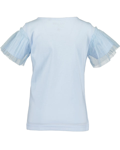 Blue Seven Girls' T-Shirt 702352 Baby Blue Lace Sleeves