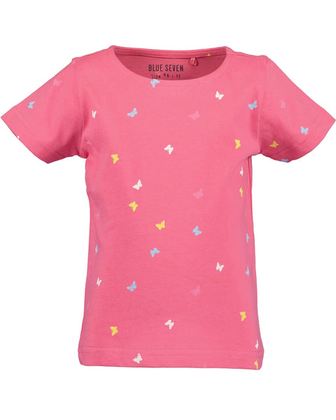 Blue Seven Girls' T-Shirt 702364-5 Pink Butterfly Print
