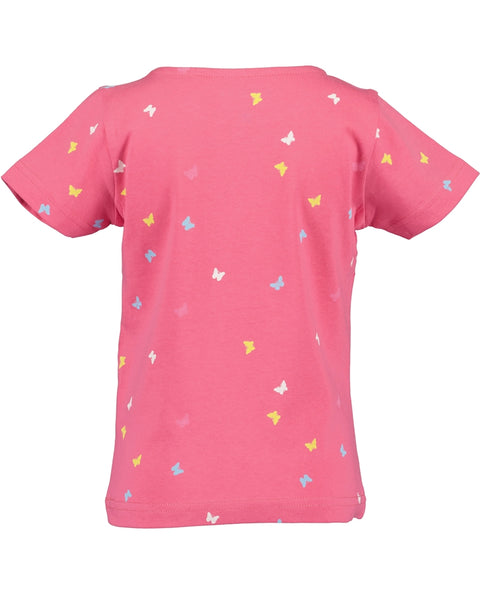 Blue Seven Girls' T-Shirt 702364-5 Pink Butterfly Print