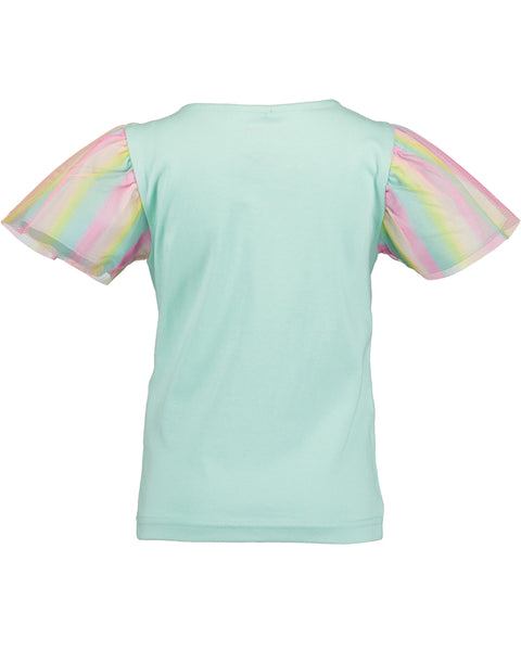 Blue Seven Girls' Short Tulle Sleeve T-Shirt 702367 Unicorn Sea