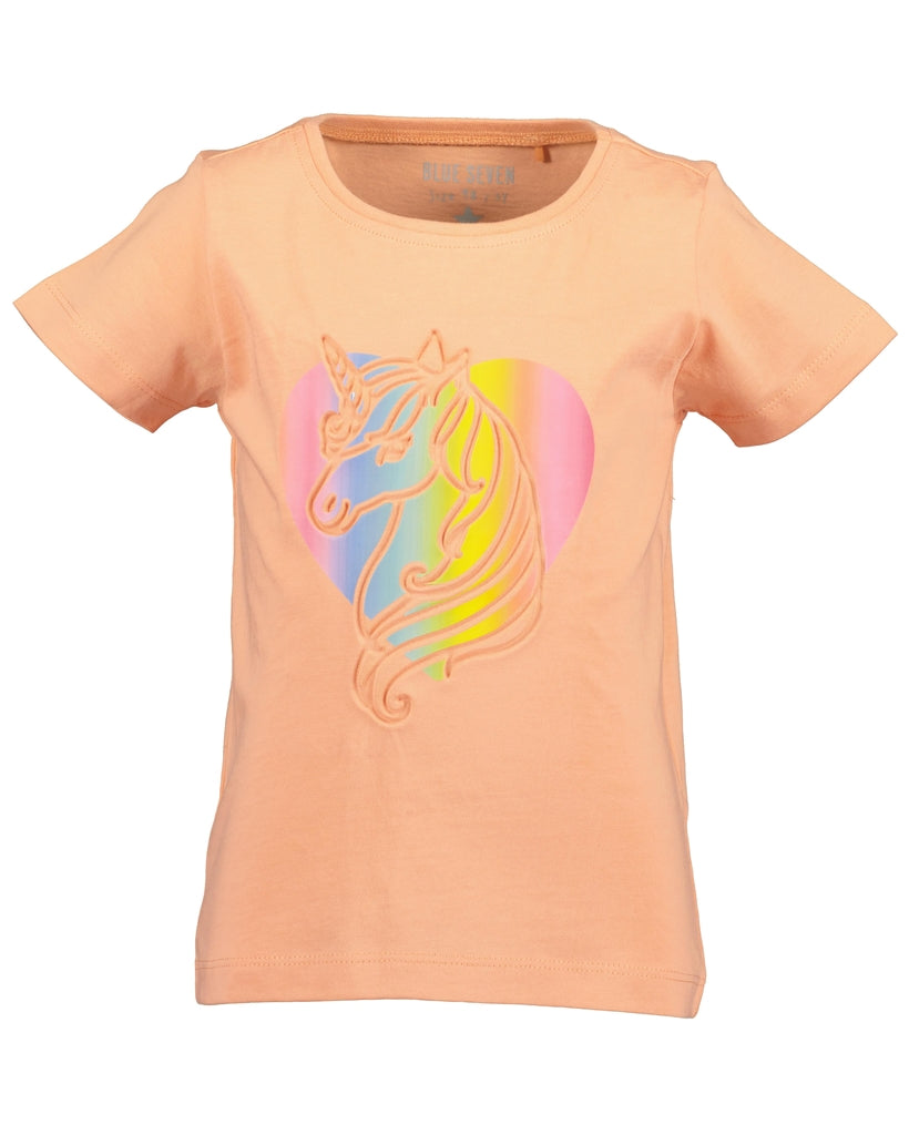 Blue Seven Girls' Short Sleeve T-Shirt 702369 Unicorn Melon