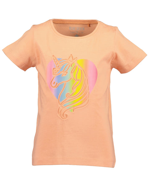 Blue Seven Girls' Short Sleeve T-Shirt 702369 Unicorn Melon