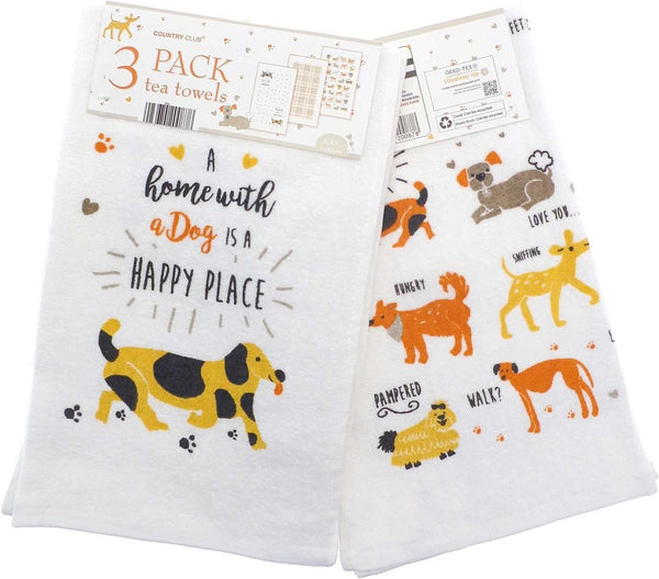 Country Club 3 Pack Tea Towels Various