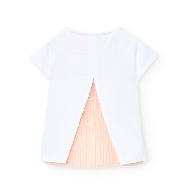 Boboli Girl's Stretch Print T-Shirt  721033 White Gold Metallic Flower