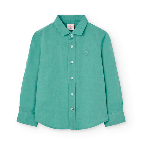 Boboli Boy's Linen Long Sleeved Shirt 731034 Eucalyptus