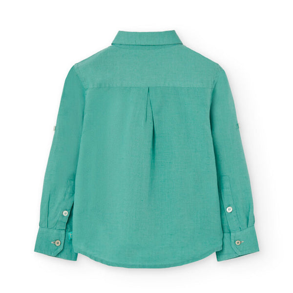 Boboli Boy's Linen Long Sleeved Shirt 731034 Eucalyptus
