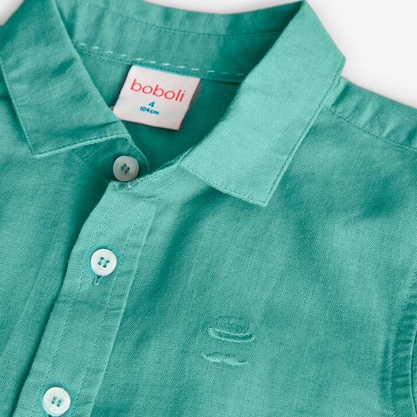 Boboli Boy's Linen Long Sleeved Shirt 731034 Eucalyptus