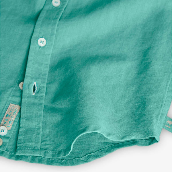 Boboli Boy's Linen Long Sleeved Shirt 731034 Eucalyptus