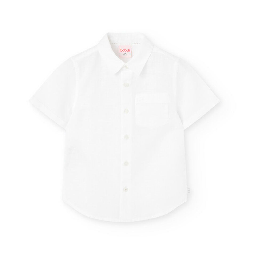 Boboli Boy's Linen Short Sleeved Shirt 731281 White