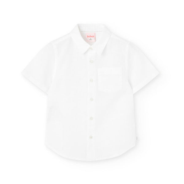 Boboli Boy's Linen Short Sleeved Shirt 731281 White