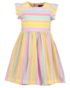 Blue Seven Girls' Rainbow Stripe Dress 734144 Melon