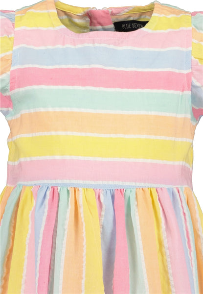Blue Seven Girls' Rainbow Stripe Dress 734144 Melon