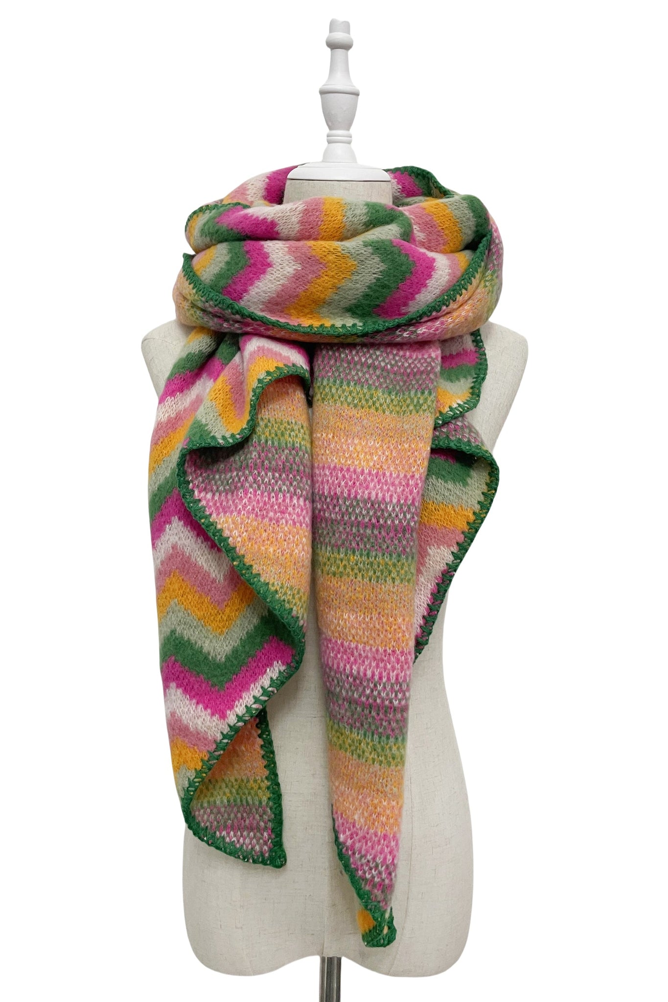 Bright Chevron Print Knitted Wool Scarf SC-7390-D