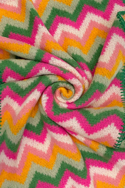 Bright Chevron Print Knitted Wool Scarf SC-7390-D