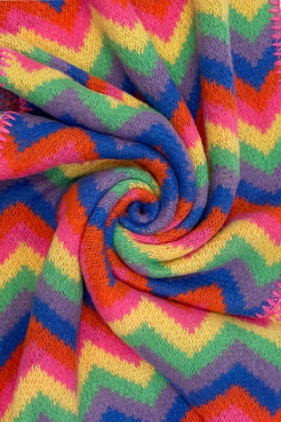 Bright Chevron Print Knitted Wool Scarf SC-7390-D