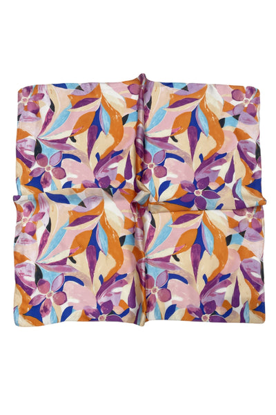 Square Scarf Colourful Painted Floral Print SC-7540