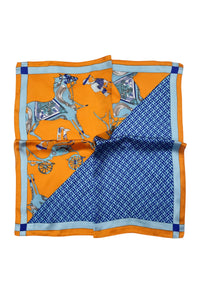 Contrast Print Square Scarf Traditional Equestrian SC-7557