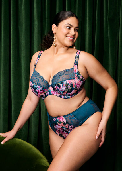 Elomi Lucie Stretch Plunge Bra Teal Floral