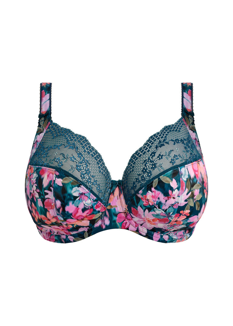 Elomi Lucie Stretch Plunge Bra Teal Floral