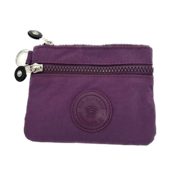 Air Supreme 2-Zippers Coin Purse Water Resistance D313 Plain