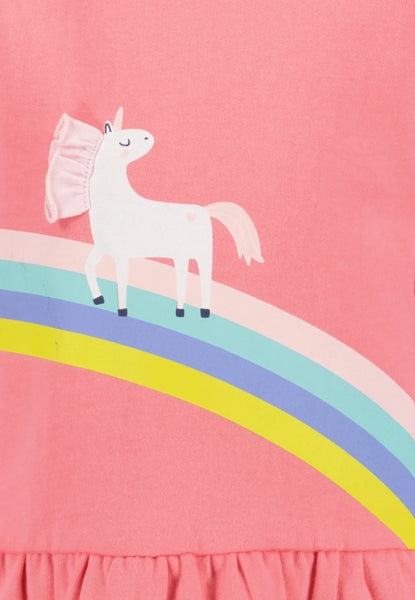 Blue Seven Girls'  Casual Dress Unicorn Rainbow Road 773729-2250 Salmon