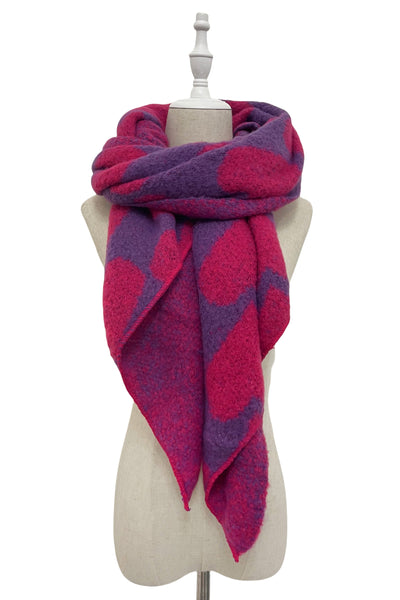 Loveheart Print Diagonal Edge Wool Scarf SC-7862-A