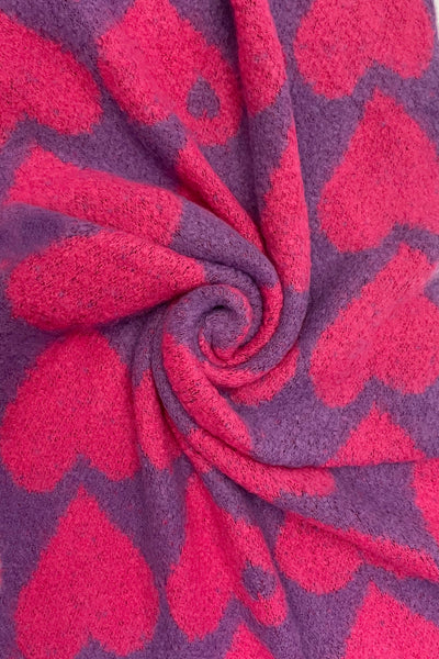 Loveheart Print Diagonal Edge Wool Scarf SC-7862-A